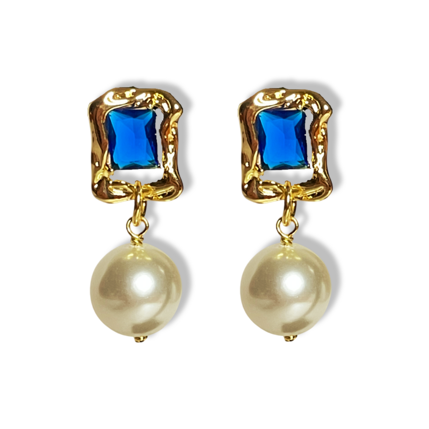 GOLD FRAMED PEARL DROP EARRINGS