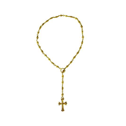 CHROME CROSS ROSARY